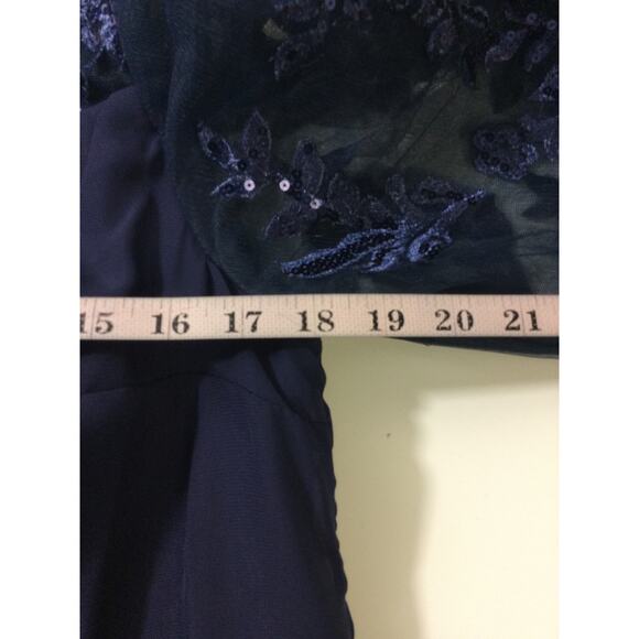 FORMAL XL 1X plus blue mother of bride gala lace sleeves knee dress NEW B112 - Picture 5 of 8